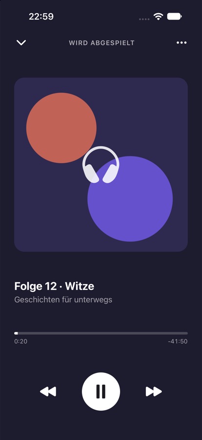 Hörbuch-Ansicht mit Fortschrittsbalken